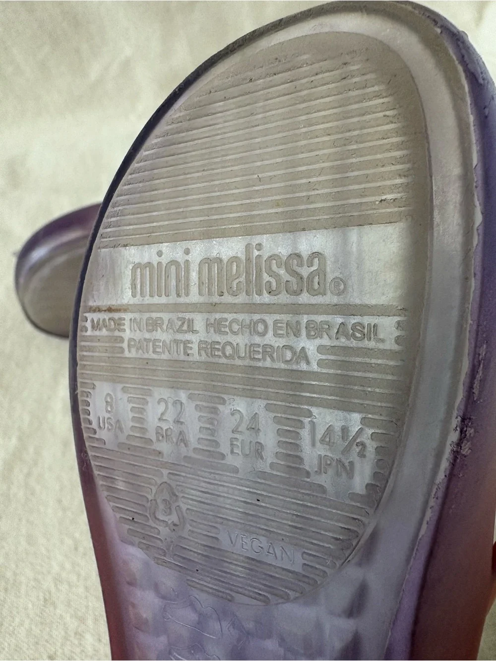 Mini Melissa Disney TODDLER Girls Purple-Pink Jelly Mary Janes Starfish SMALL 8